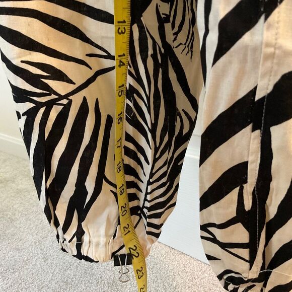 Rachel Zoe Plus Linen Blend Drawstring Cargo Joggers Size 1X Black/Khaki - Picture 7 of 11